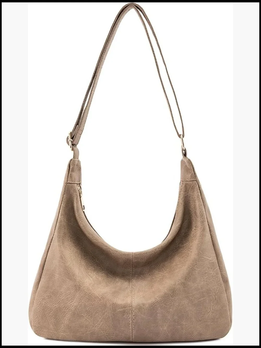 Foldable Vegan Leather Slouchy Tote Hobo Bag Shoulder Crossbody Purse for Women